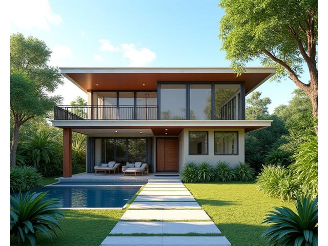 A modern Filipino residential house architectural 3D model, viewable in a VR environment, showcasing detailed design.