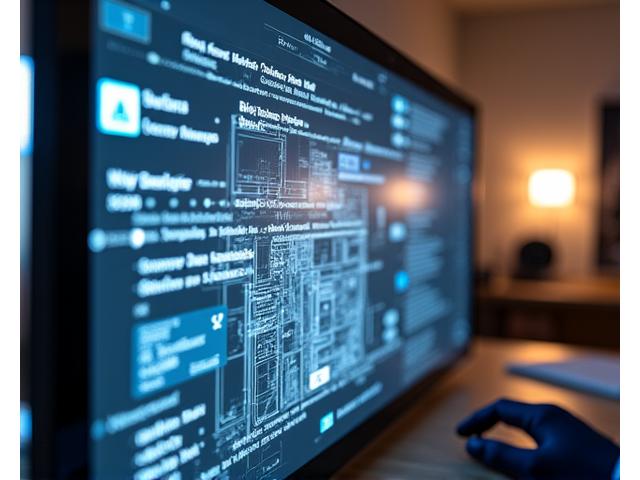 A computer screen displaying a 3D architectural model with overlayed AI analysis, highlighting areas for improvement with detailed textual feedback