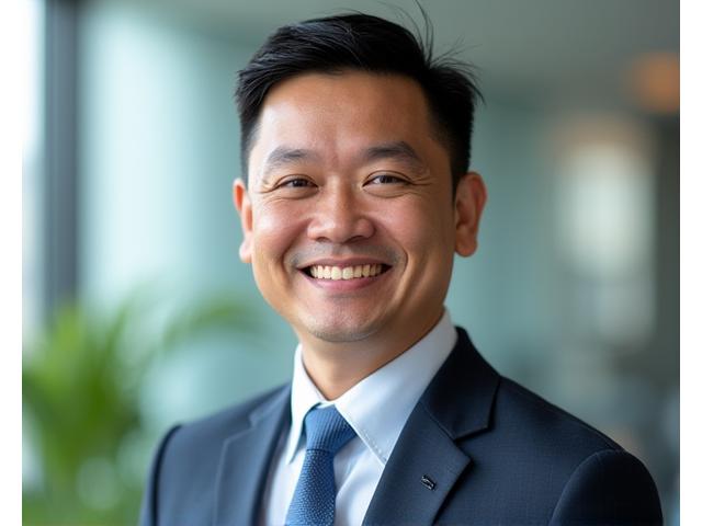 Portrait of Dr. Alon Santos, a distinguished Filipino academic, smiling confidently.