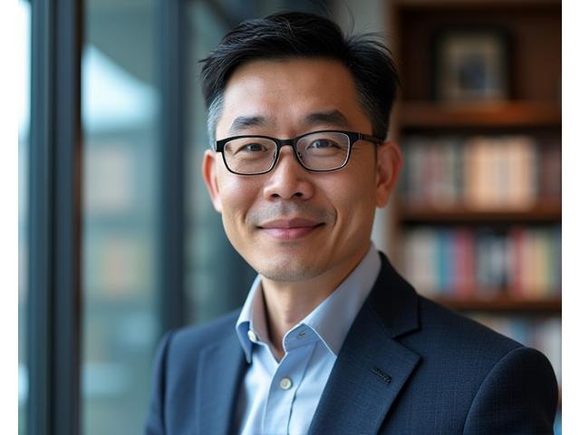 Portrait of Professor Lee Chin, an international design philosophy expert, looking thoughtful and scholarly.