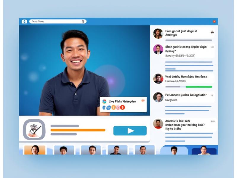 Screenshot of a dynamic online webinar interface showing a speaker presenting, a live chat Q&A section, and poll results. Engaging atmosphere, diverse participant avatars.