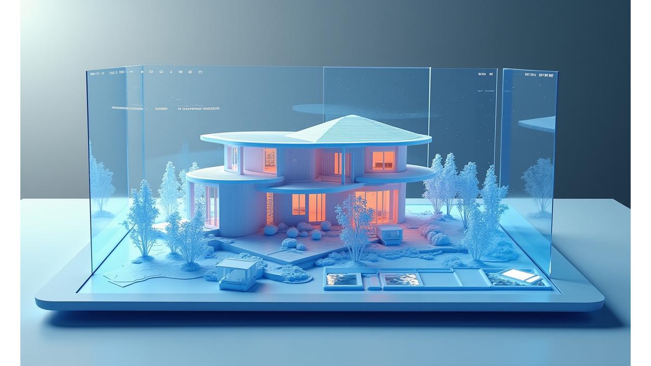 Interactive 3D model of a modern Filipino architectural design, rotating slowly to showcase details.