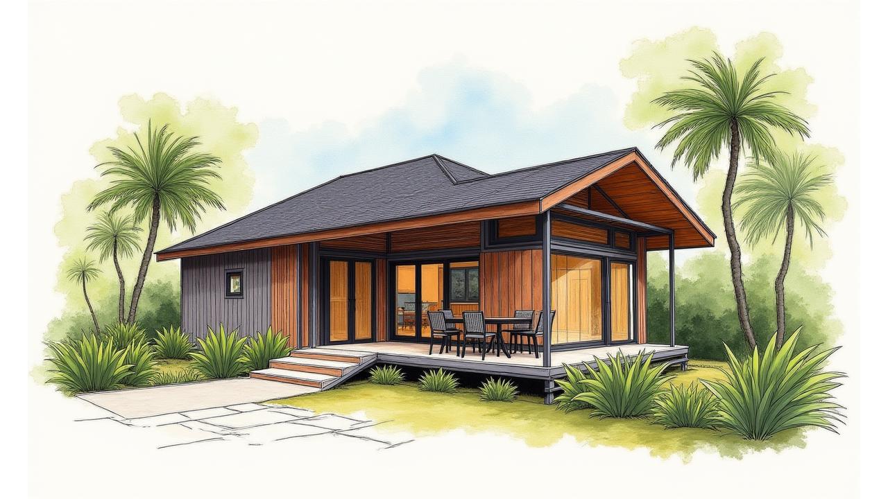 Detailed architectural sketch of a bahay kubo inspired modern home, showing perspective and rendering techniques with authentic Filipino design elements.